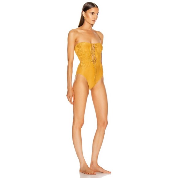 Solid & Striped The Paula One Piece Bikini Swimsuit In Glitter Gold Size XS - Picture 3 of 10
